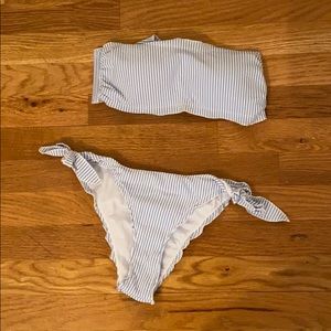 Pinstripe - seersucker strapless bikini